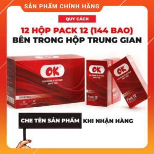 Bao cao su Ok Đỏ Classic 12S-hộp 144 cái