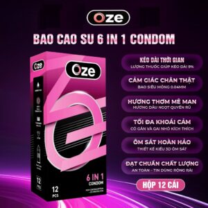 Bao Cao Su Oze 6 in 1 Chính Hãng – 6 Tính Năng – Hộp 12 Cái