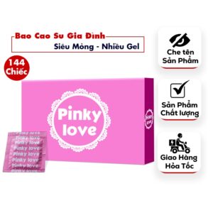 Bao Cao Su Pinky Love Siêu Mỏng-Bcs Gia Đình, Nhà Nghỉ, Size 52mm-Hộp 144 Chiếc