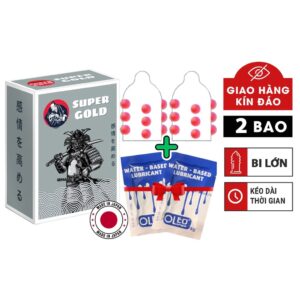 Bao cao su 9 Bi Super Gold – Siêu mỏng, kéo dài thời gian, hộp 2 chiếc
