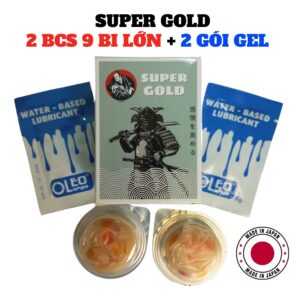 Bao cao su 9 bi Super Gold hộp 2 cái – Siêu mỏng, nhiều gel, kéo dài quan hệ