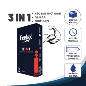 Bao cao su Feelex gân gai, nhiều gel, nhiều mùi hương - Hộp 10