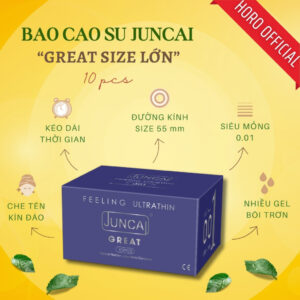 Bao cao su Juncai Size to 55mm Siêu mỏng 0.01 Great Hương dâu Nhiều gel