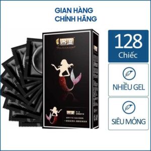 Bao cao su Nàng Tiên Cá nội địa Trung 49mm - Siêu mỏng, nhiều gel bôi trơn - Hộp 128 chiếc