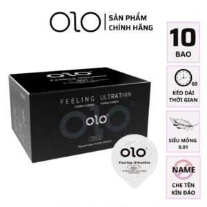 Bao cao su OLO 001 Feeling Ultrathin-Siêu mỏng-Nhiều gel-Kéo dài thời gian-Hộp 10