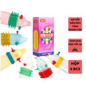 Bao cao su gân gai lớn Extra Sensitive kéo dài thời quan quan hệ Hộp 6 cái bcs 6 kiểu