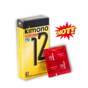 Bao cao su siêu mỏng Kimono màu vàng 0.02 mm không mùi cấp ẩm bôi trơn-hộp 12