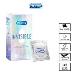Bao Cao Su Durex Invisible Siêu Mỏng-Bcs Siêu Mỏng Ôm Sát Cho Cảm Giác Siêu Thật-Hộp 10c