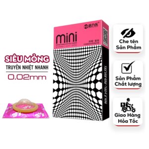 Bao Cao Su Mini Size 46mm Hồng, Bcs Siêu Mỏng, Truyền Nhiệt, Nhiều Gel Bôi Trơn-Hộp 10c