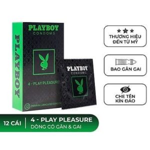 Bao Cao Su PLAYBOY Xanh Lá gân gai-Play Pleasure hộp 12 cái gân gai
