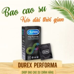Bao cao su Durex Performa kéo dài thời gian, size 52mm, hộp 12 bao
