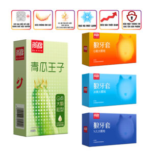 Bao cao su Elasun 372 gai nổi 4 phiên bản, siêu mỏng, Gel bôi trơn gốc nước chăm sóc da, hộp 10