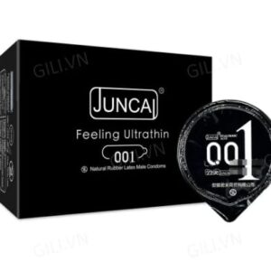 Bao cao su Juncai đen, gân gai to, nhiều gel bôi trơn 0.01 mm cao cấp-hộp ngang
