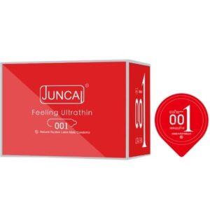 Bao cao su Juncai đỏ, trơn, nhiều gel bôi trơn 0.01 mm cao cấp-hộp ngang