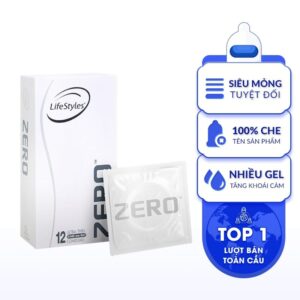 Bao cao su LifeStyles Zero cao cấp siêu mỏng nhiều gel bôi trơn hộp 12 bao