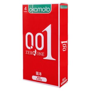Bao cao su Okamoto 0.01 zero one, siêu mỏng cao cấp nhất thế giới, Truyền Nhiệt Nhanh-Hộp 4 cái