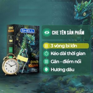 Bao cao su Shell Dino Iguan-1 bao 3 vòng bi siêu lớn+1 bao Shell Performax Hộp 2c