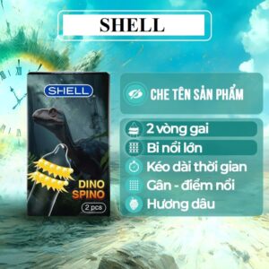 Bao cao su Shell Dino Spino-1 bao 2 vòng gai, bi nổi lớn+1 bao Shell Performax hộp 2c