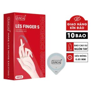 Bao cao su ngón tay Juncai LES FINGER S hộp 10 cái, bcs ngón tay siêu mỏng nhiều gel hương dâu dịu nhẹ