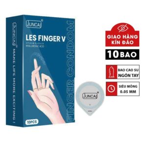 Bao cao su ngón tay Juncai LES FINGER V hộp 10 cái, bcs ngón tay siêu mỏng nhiều gel hương vani dịu nhẹ