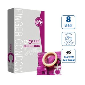 Bao cao su ngón tay LES Hồng, bao cao su tay ngón siêu mỏng, bcs ngón tay 1 hộp 8 cái