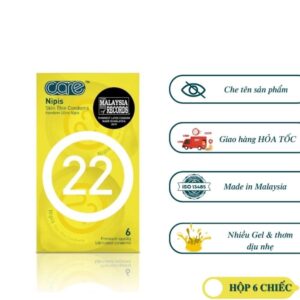 Bao cao su siêu mỏng CARE 22 Nipis mỏng trơn truyền nhiệt tốt, tăng cường gel bôi trơn
