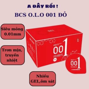 Bao cao su siêu mỏng O.L.O 0.01 ĐỎ truyền nhiệt ôm sát, kéo dài thời gian-hộp 10