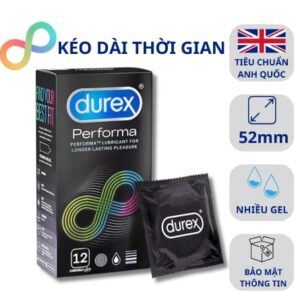 Hộp 12 Bao Cao Su DUREX PERFORMA Kéo Dài Thời Gian Quan Hệ Hàng Chính Hãng